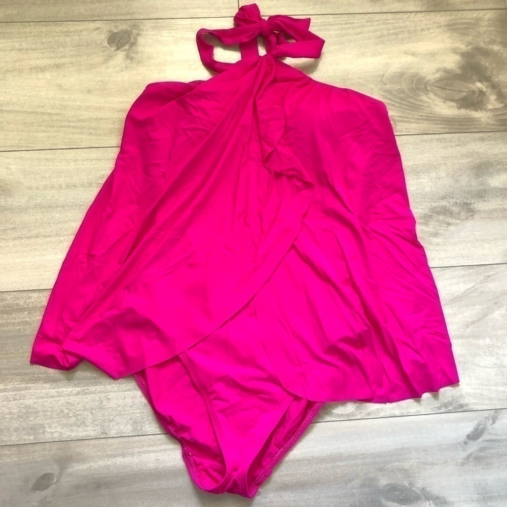 New Lauren Ralph Lauren Pink Flyaway Halter One Piece Swimsuit 6